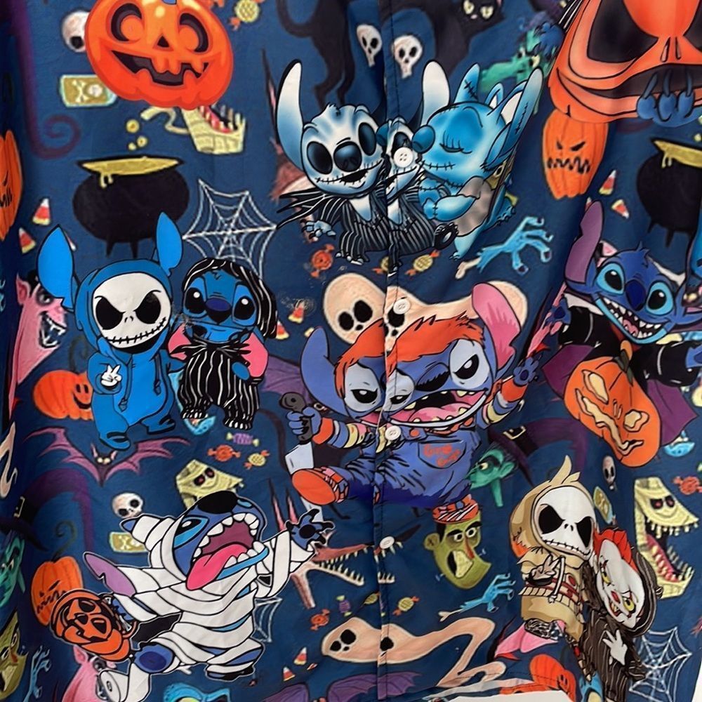 ❗SOLD❗Disney Halloween Stitch Themed Button Down Shirt - Picture 3 of 6